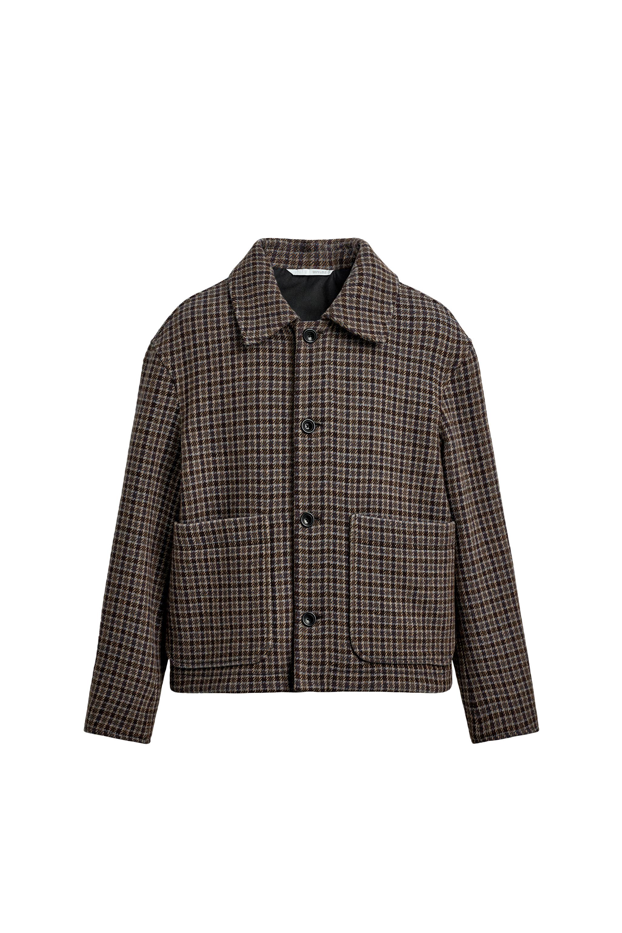 チェック柄ポケットジャケット - ブラウン | ZARA Japan / 日本