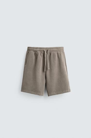 BERMUDES JOGGER BÀSIQUES RENTADES - Gris de Zara