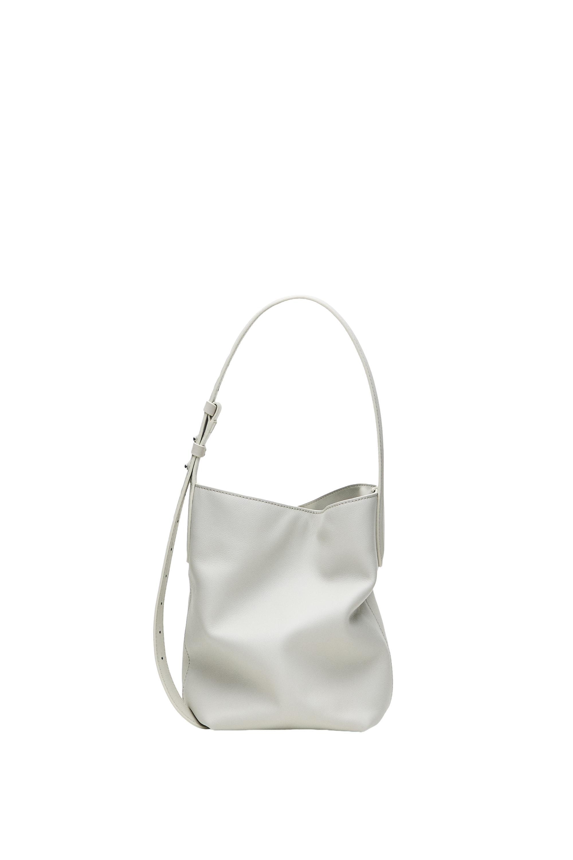Nappa leather mini bucket bag — Oyster-white