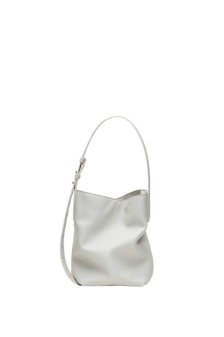 Nappa leather mini bucket bag — Oyster-white