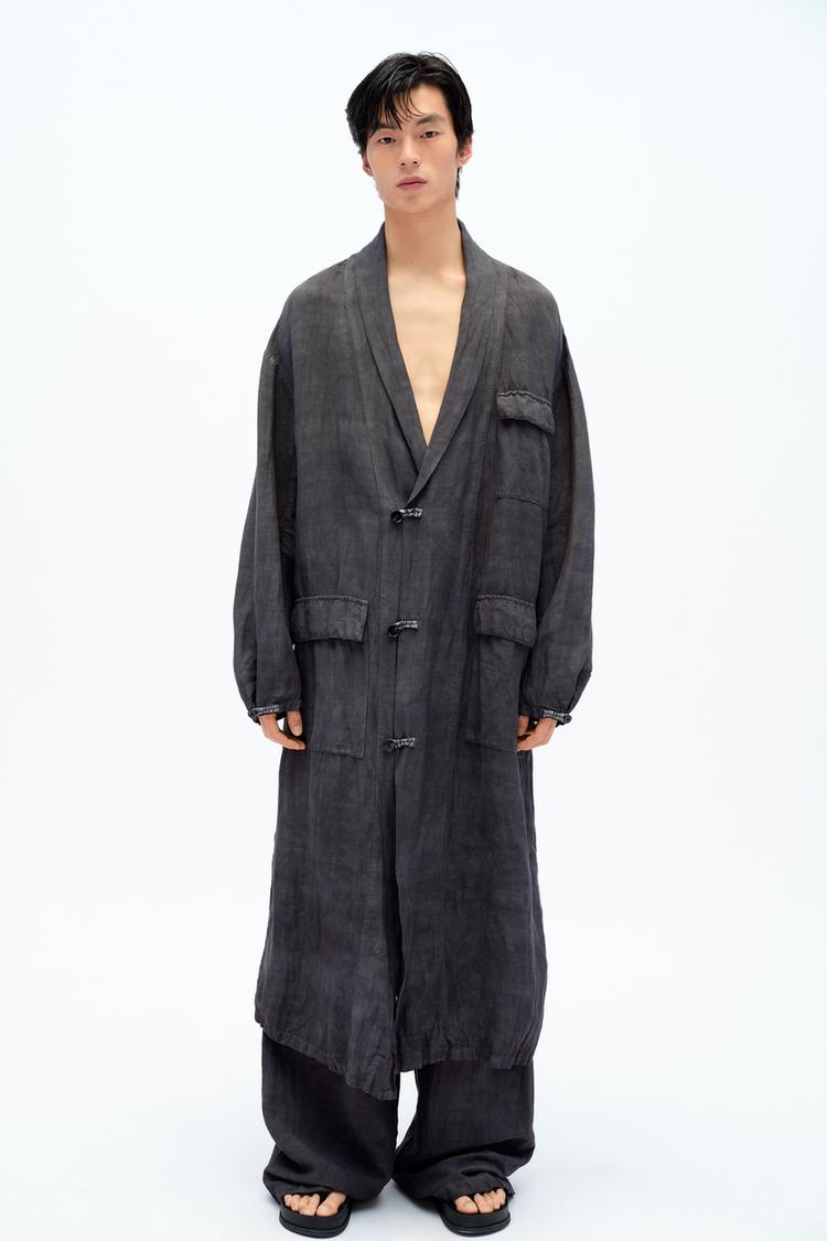 Charcoal Linen Viscose Robe