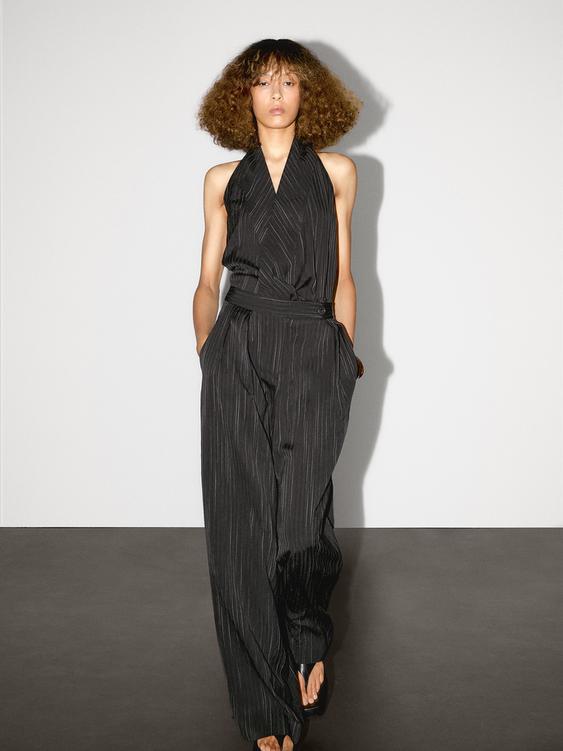 Darted trousers with stripe print detail