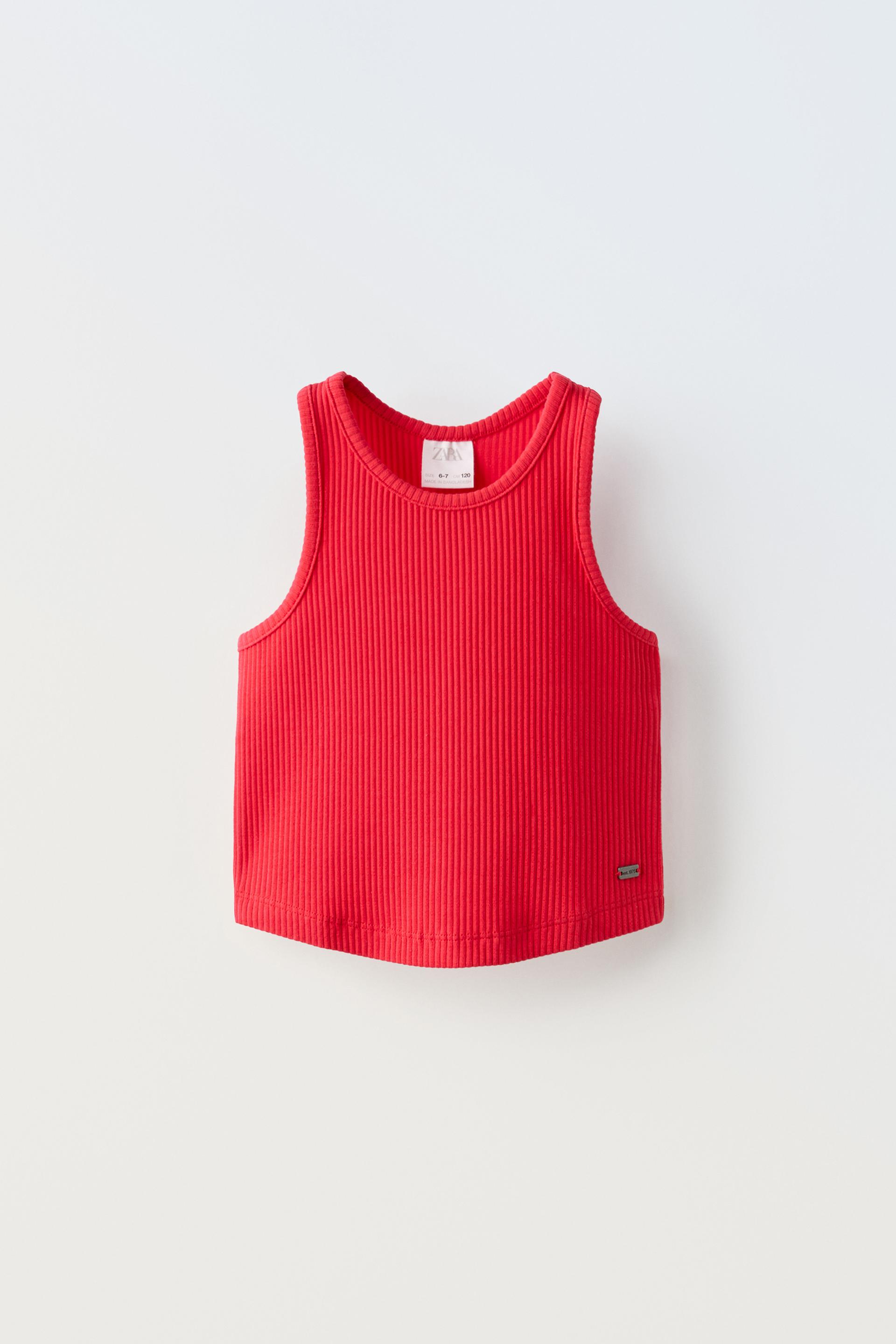 RIBBED RACERBACK TOP Red ZARA Spain ribbed-racerback-top-red-zara-spain