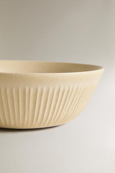 SCORED STONEWARE BOWL - Dark beige by Zara - Image 3