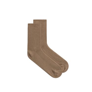 Zara RIBBED COTTON BLEND SOCKS - Dark tan