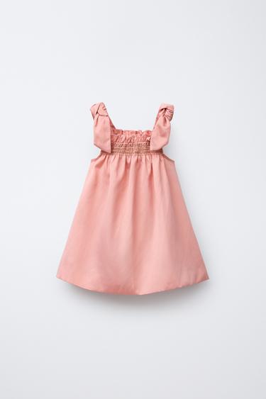 SATIN DRESS WITH BOWS - Salmon by Zara