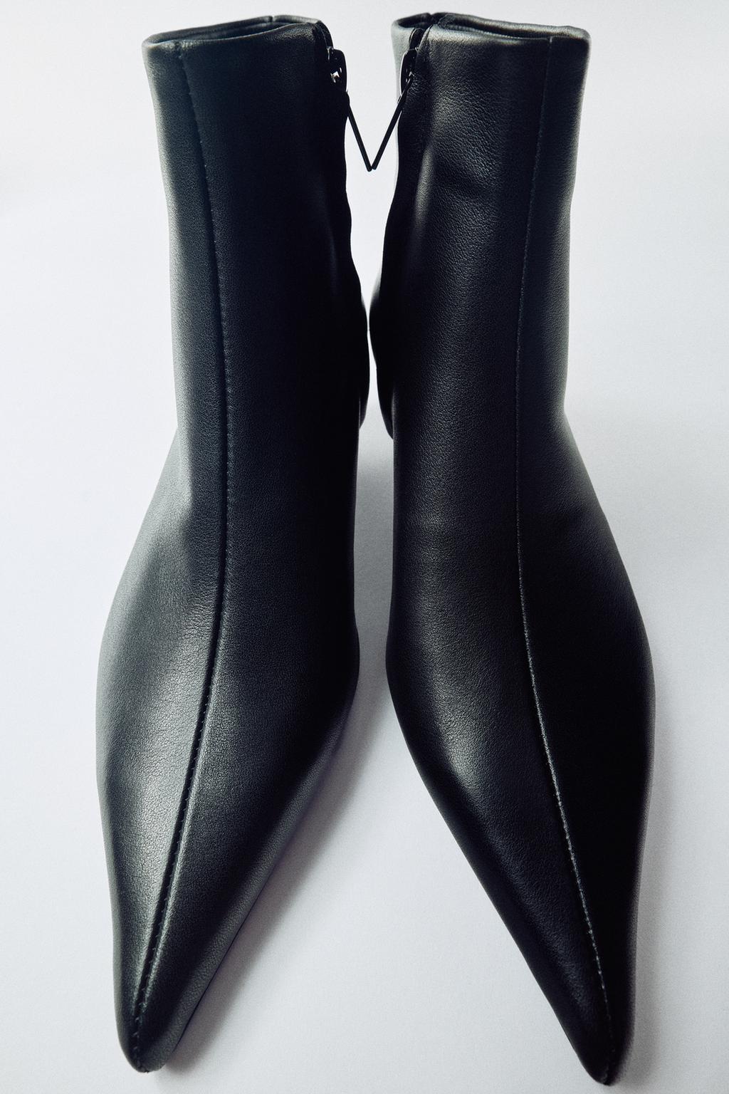 LEATHER KITTEN HEEL ANKLE BOOT