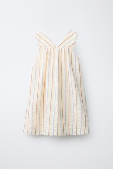 ROBE À RAYURES - Écru / Bleu de Zara - Image 1
