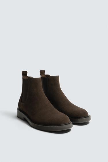 LEATHER CHELSEA BOOTS - Brown by Zara