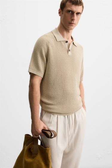 POLO EN MAILLE STRUCTURÉ - Beige de Zara - Image 5