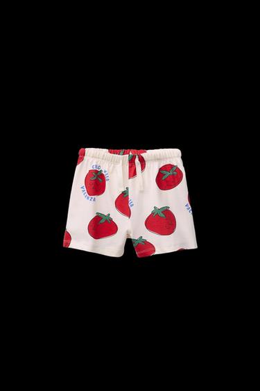 2-6 JAHRE/ SCHLAFANZUG-SHIRT UND BERMUDA MIT TOMATEN - Cremefarben von Zara
