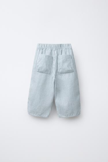 PANTALON À RAYURES 100 % LIN - Rayures de Zara - Image 1