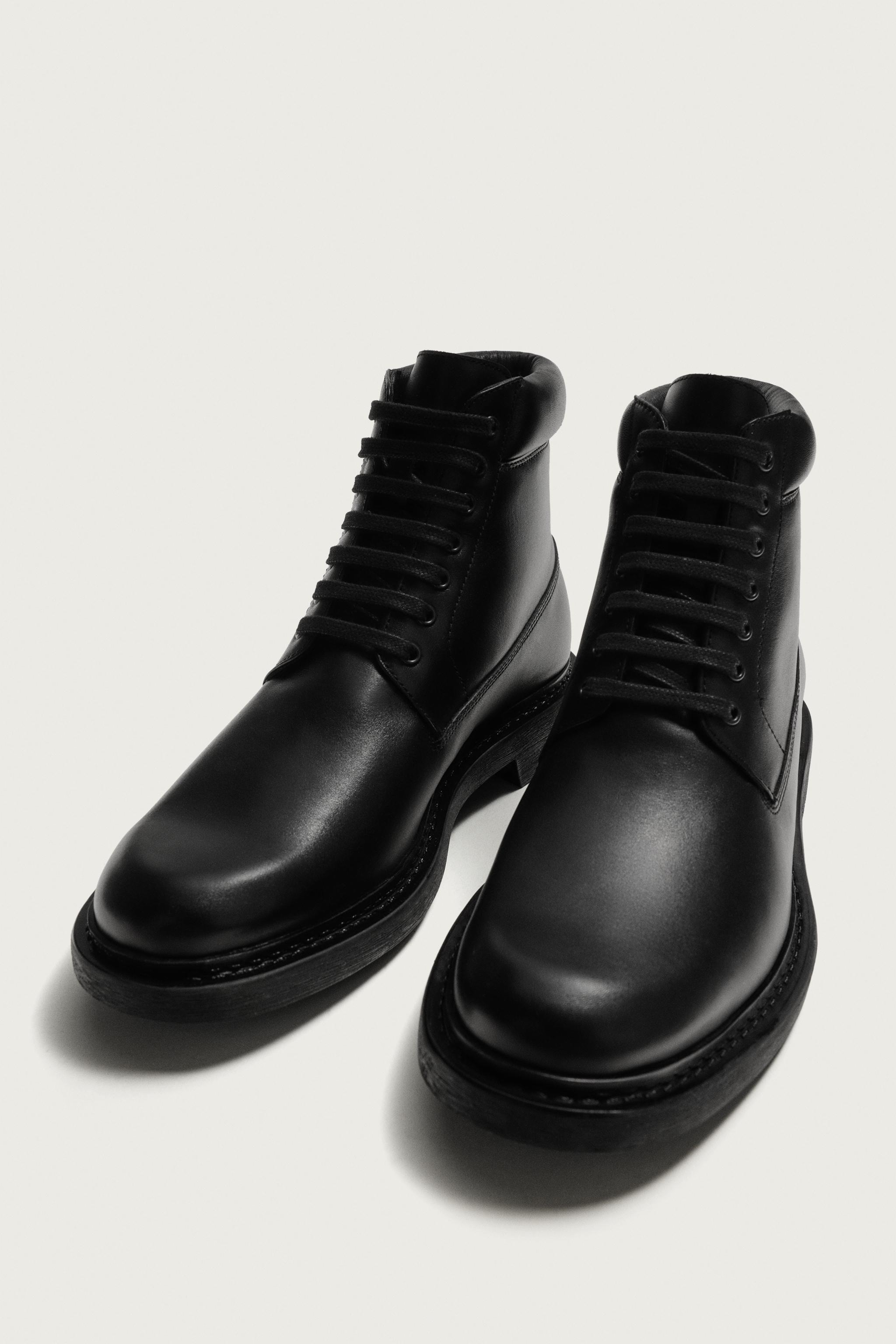 LEATHER LACE-UP BOOTS