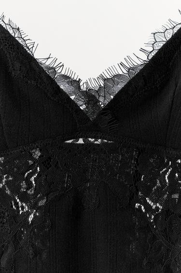 TOP POINTELLE EN DENTELLE - Noir de Zara - Image 3