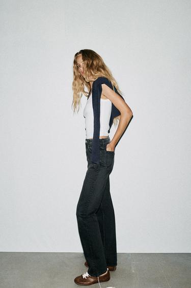 TRF HIGH-WAIST STRAIGHT LEG JEANS - Black by Zara - Image 2