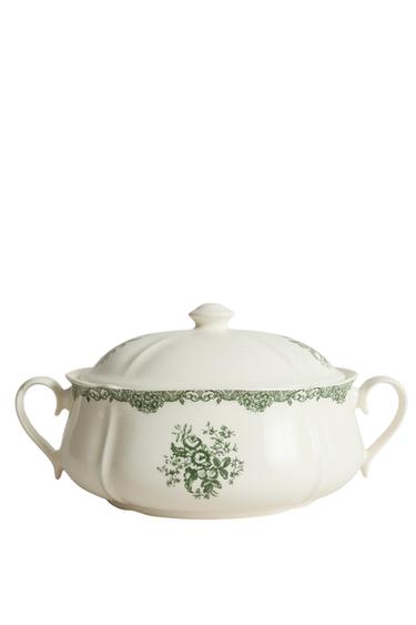 TERRINA DE CERÂMICA COM ESTAMPA FLORAL - Verde-oliva-escuro da Zara