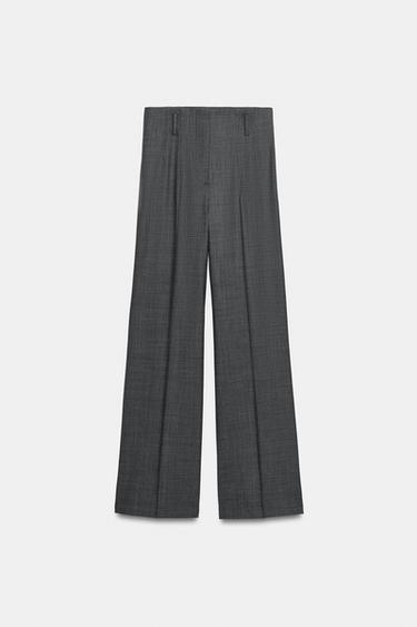 ZW COLLECTION HIGH-WAIST WOOL BLEND TROUSERS - Grey marl by Zara - Image 4