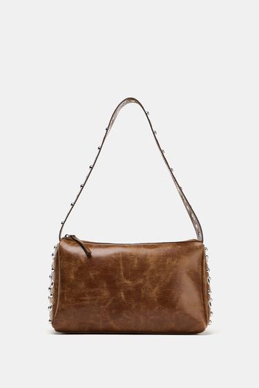 METAL APPLIQUÉ SHOULDER BAG - Dark tan by Zara