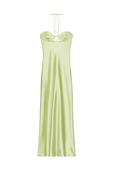 SATIN EFFECT MIDI DRESS