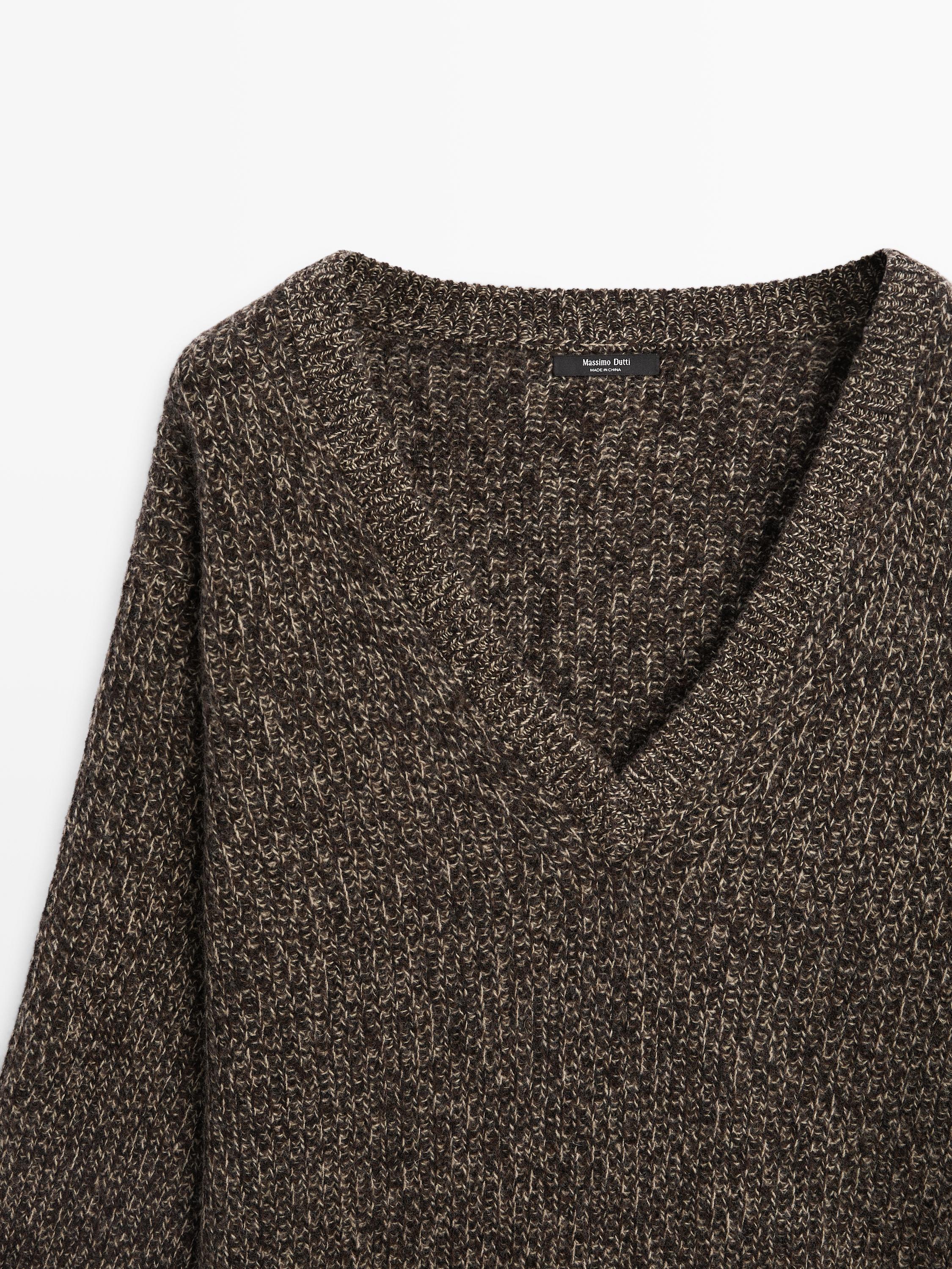 Mouliné V-neck knit jumper