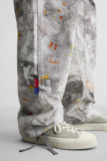 ABSTRACT PRINT CARPENTER TROUSERS - Orange by Zara - Image 4