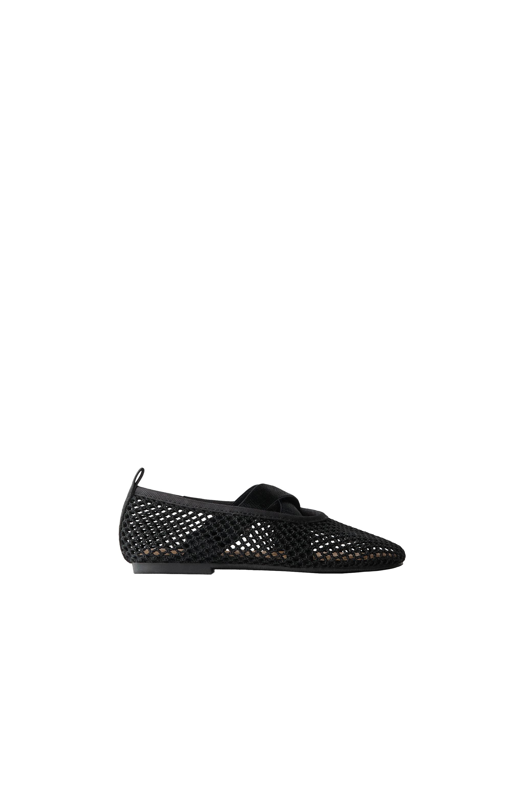 long black velvet dress Black ballet flats with elastic main image 0