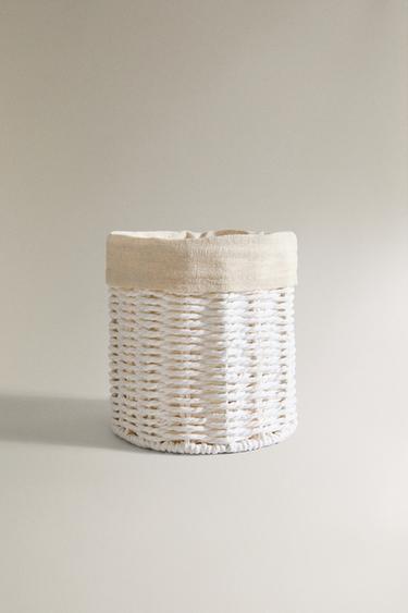 Zara ROUND COTTON-LINED BASKET - White