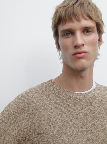 Jersey punto 100% algodón mouline - Beige vigoré de Zara
