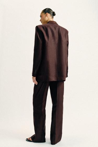 PANTALON DROIT 100% LIN - Marron de Zara - Image 5