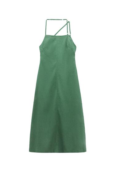 LINEN BLEND DRESS WITH OPEN BACK