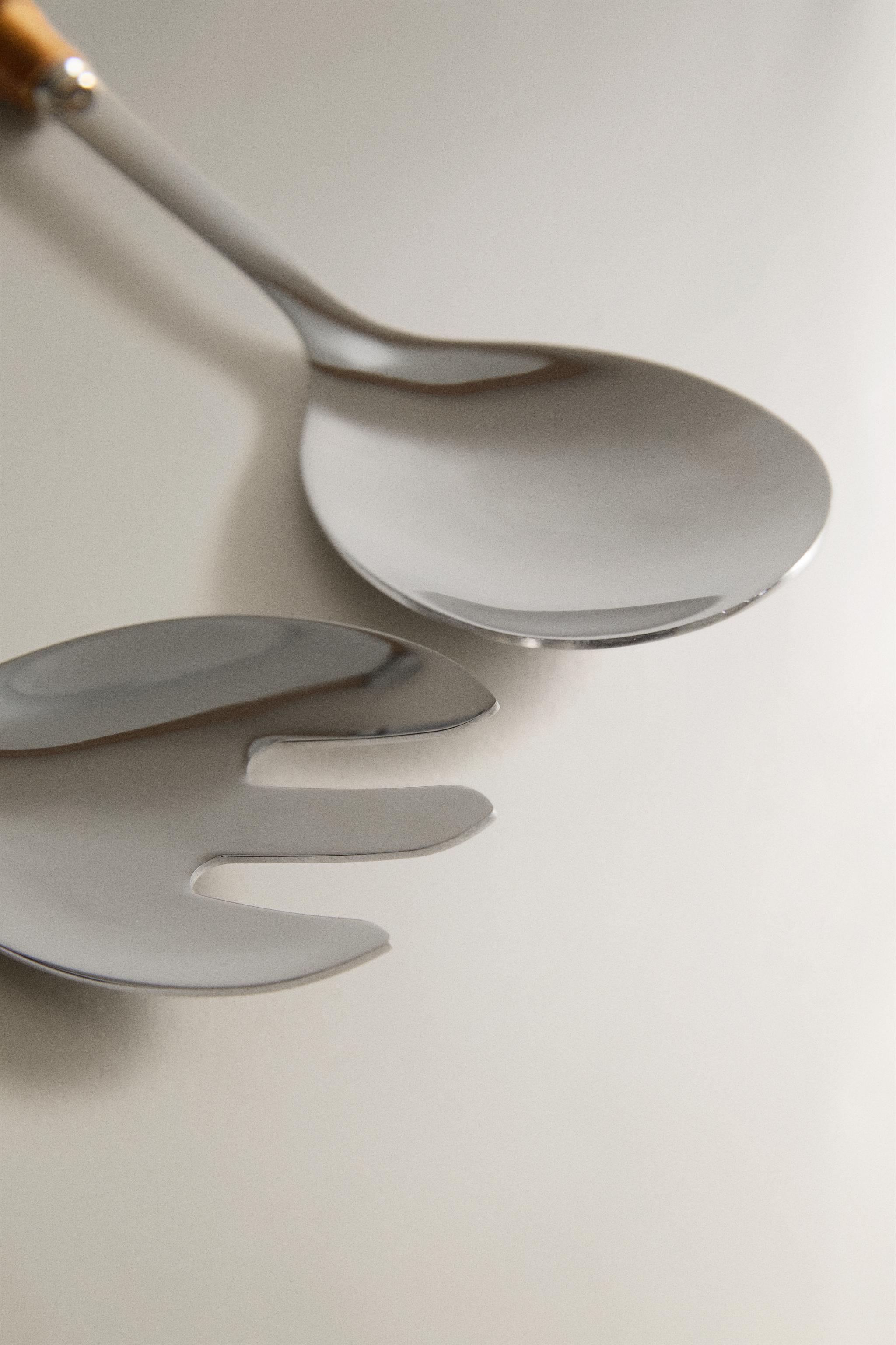 BAMBOO SALAD CUTLERY SET (SET OF 2) - Brown | ZARA United States