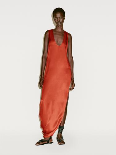Zara Draped asymmetric silk dress - Limited Edition - Orange
