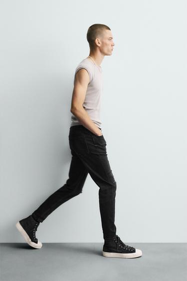 RIPPED SKINNY FIT JEANS - Charcoal by Zara