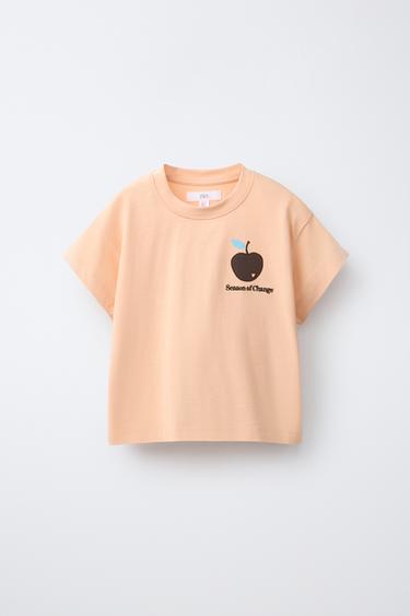 ФУТБОЛКА С ВЫШИТОЙ НАШИВКОЙ — ОРАНЖЕВЫЙ от Zara — изображение 0