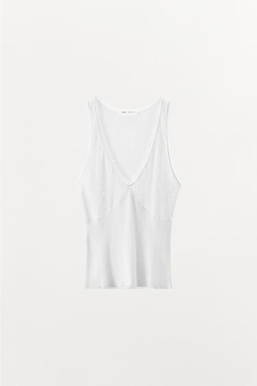 TOP EN POINTELLE BIMATIÈRE - Blanc de Zara - Image 3