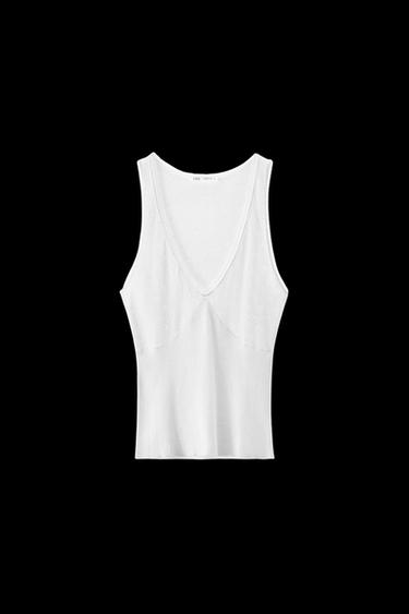 TOP POINTELLE COMBINADO - Blanco de Zara - Imagen 0