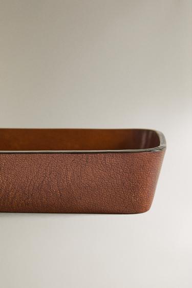 PLATEAU CUIR BORDS ARRONDIS - Marron de Zara - Image 3