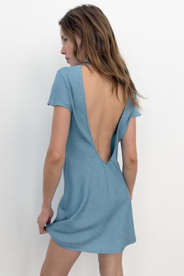 ROBE COURTE DOS NU - Bleu clair de Zara - Image 4