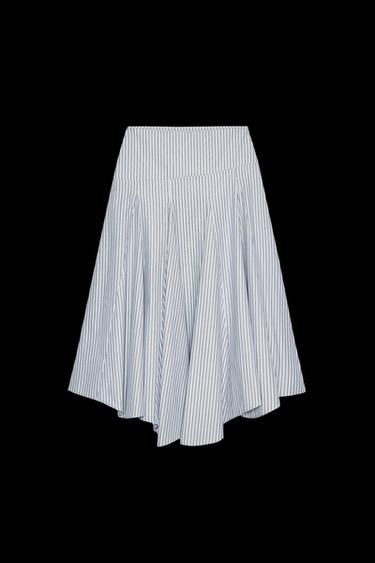 FALDA MIDI RAYAS - Gris azul de Zara