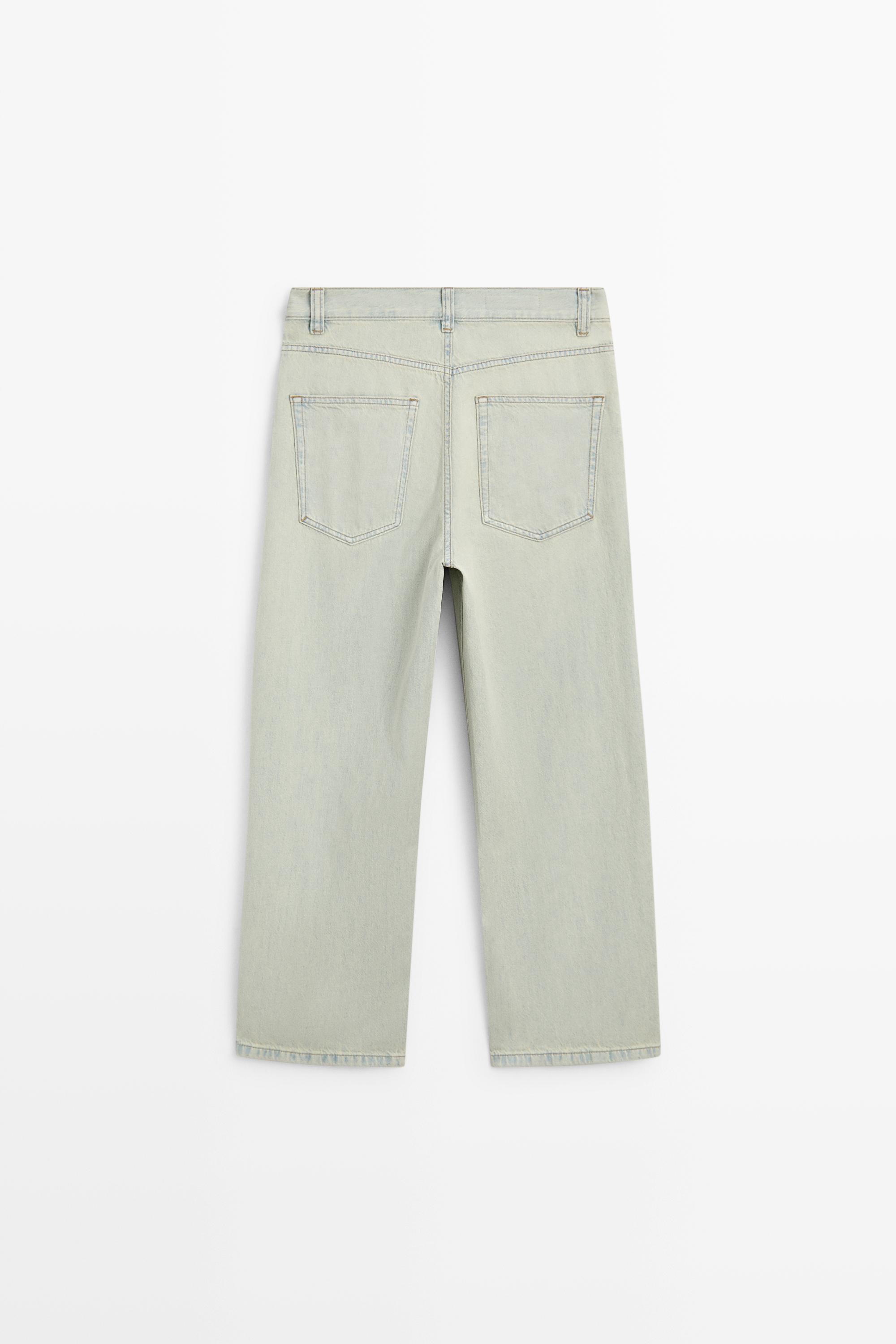 Mid-waist cropped wide-leg jeans