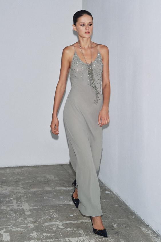 GEORGETTE DRESS WITH JEWEL STRAPS