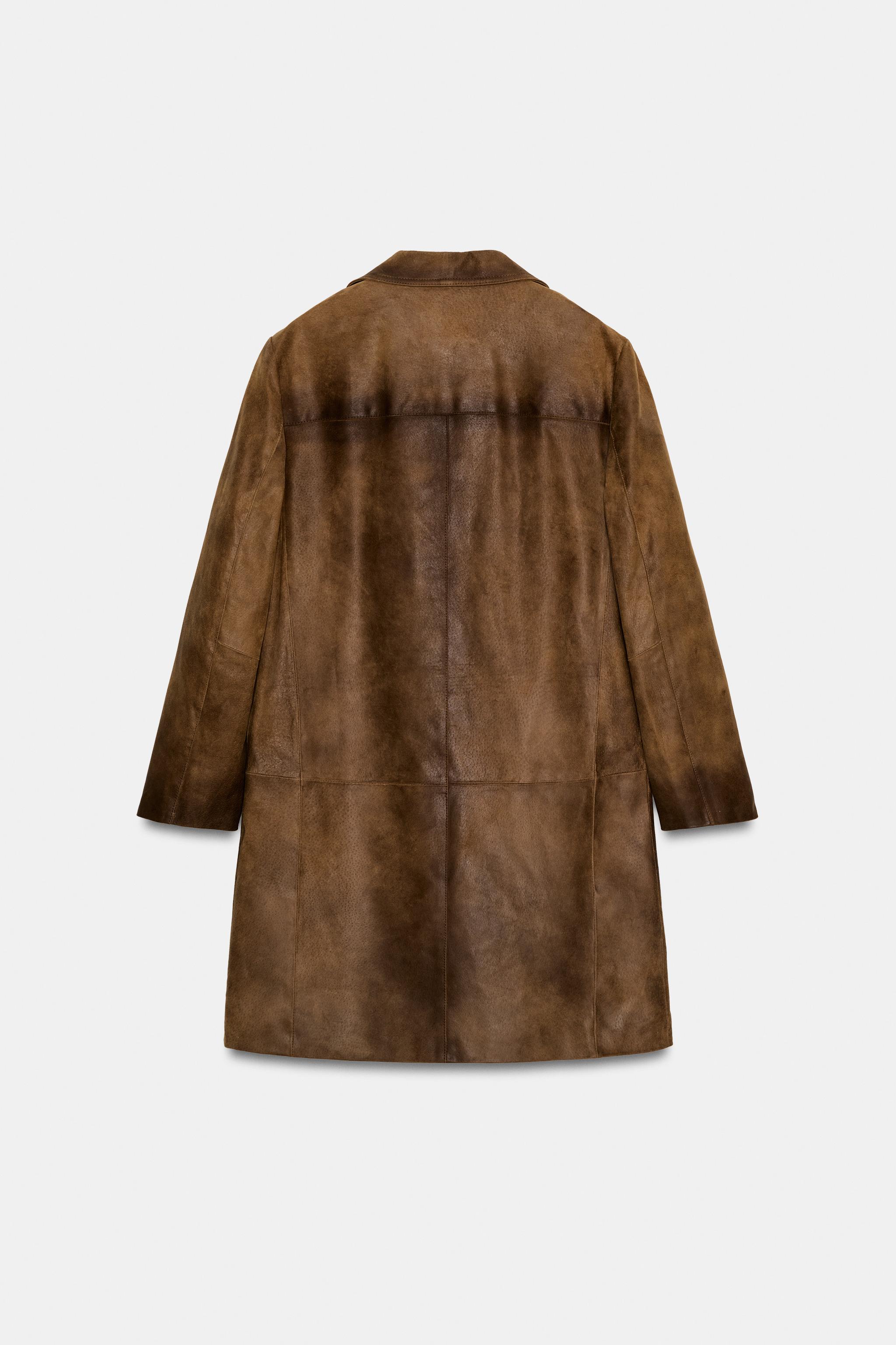 Женские куртки Zara 100% LEATHER COAT ZW COLLECTION LIMITED EDITION — фото 4