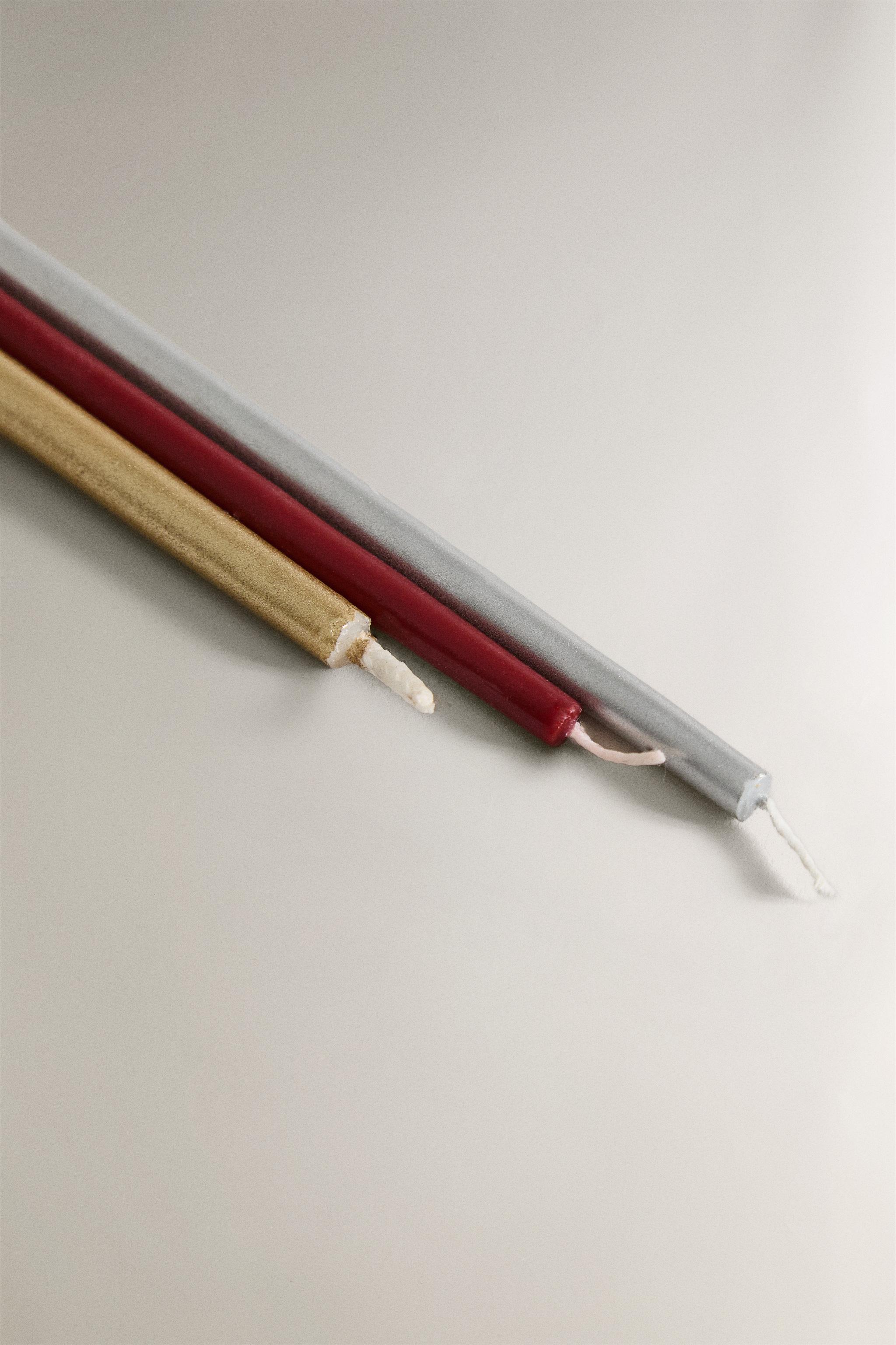 SET OF LONG MULTICOLORED CHRISTMAS CANDLES (SET OF 15)