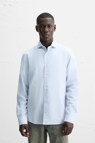 Zara COTTON - LYOCELL SHIRT - Blue