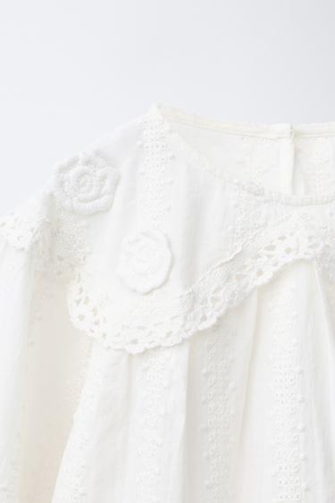 РУБАШКА В РОМАНТИЧЕСКОМ СТИЛЕ С ВЫШИВКОЙ — ЭКРЮ от Zara