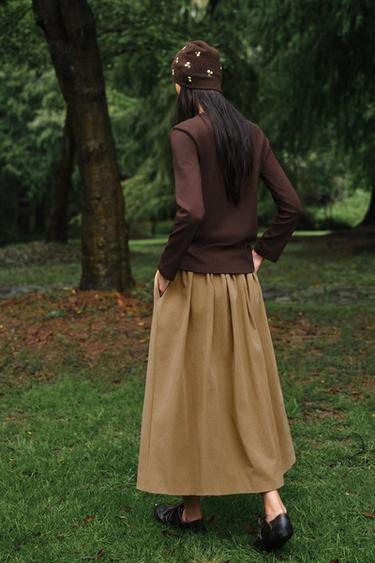 Zara ZW COLLECTION 中長裙 - 焦糖色