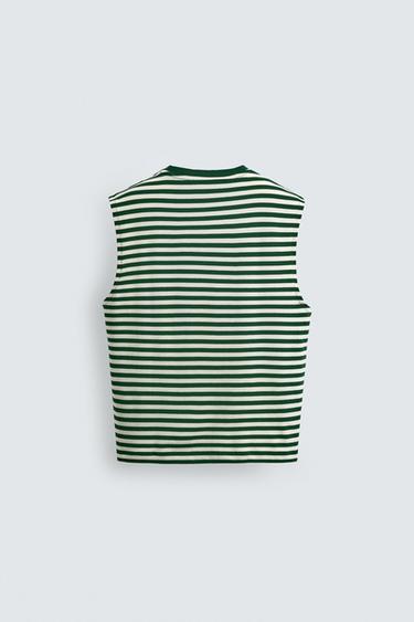 DÉBARDEUR JACQUARD RAYURES - Vert / Écru de Zara - Image 6