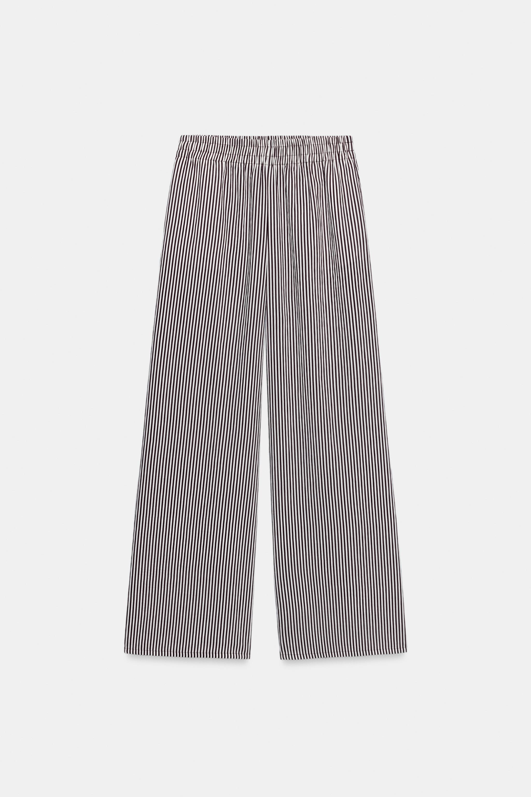 Zara Çizgili Geniş Paça Pantolon görsel 4