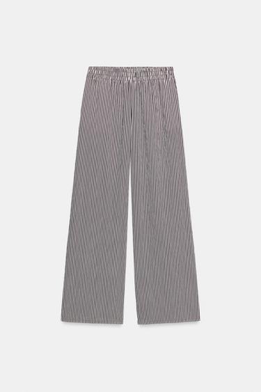 STRIPED WIDE-LEG TROUSERS - brown/white by Zara - Image 3