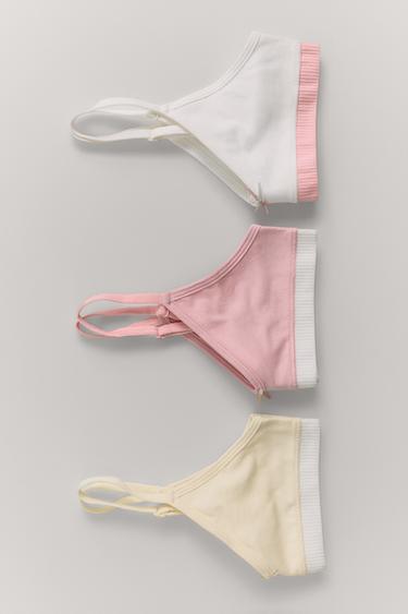 Zara AGES 9-14/ THREE-PACK OF CONTRAST BRALETTES - Multicolored
